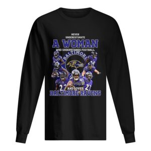 Never underestimate a woman who understands Baltimore Ravens shirt Never underestimate a woman who understands Baltimore Ravens shirt
