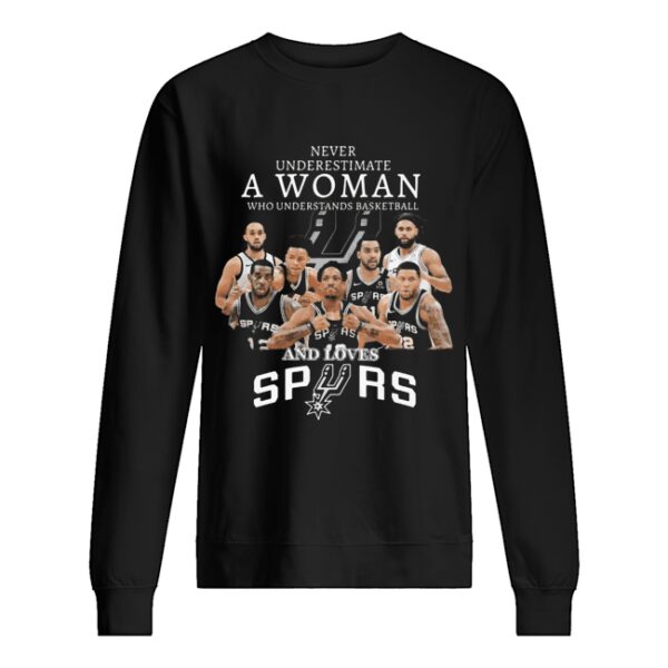 Never underestimate a woman who understands basketball and loves san antonio spurs shirt