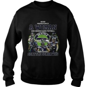 Never underestimate a woman who understands football and loves Seattle Seahawks shirt 3