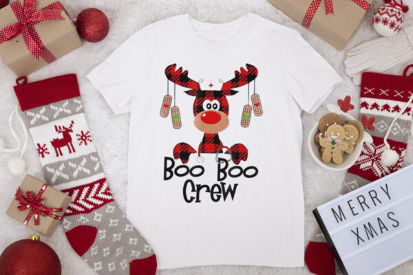 Nice Reindeer Nurse Boo Boo Crew Merry Christmas 2021 Tee Shirt