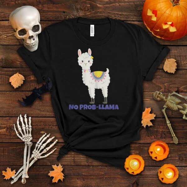 No Prob Llama Cute Alpaca Birthday Halloween Christmas Pink T Shirt