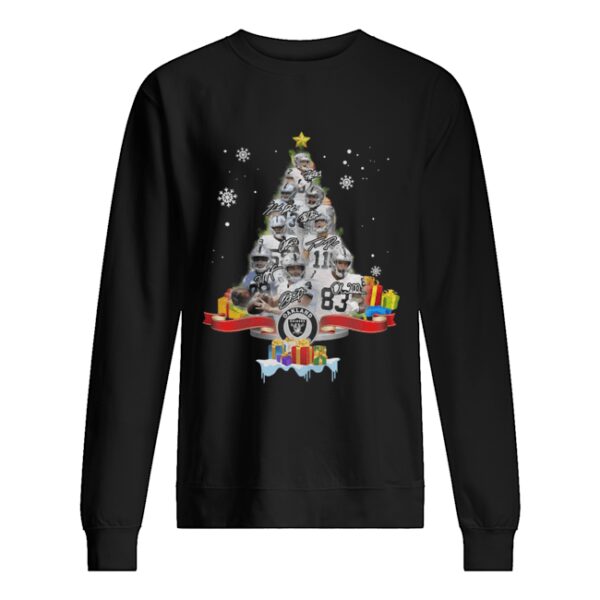 Oakland Raiders Players Signatures Christmas Tree shirt