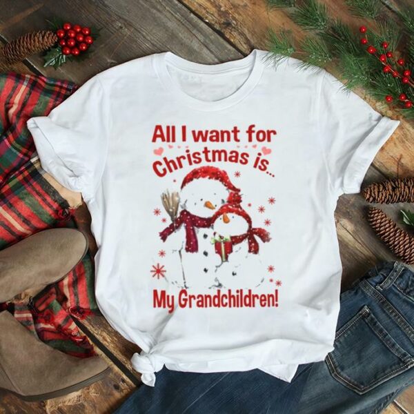 Official Snowman Santa All I want for Christmas is My Grandchildren 2021 Shirt