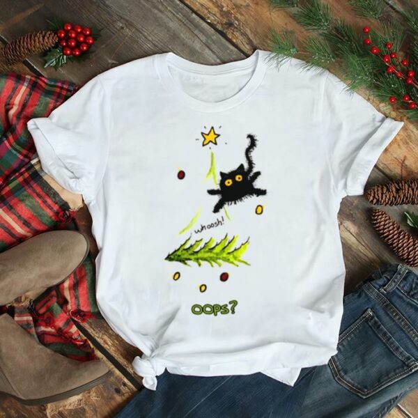 Oops Funny Clumsy Guilty Cat Christmas Tree shirt