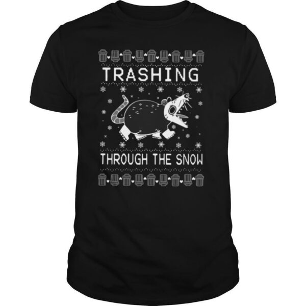 Opossum Trashing Through The Snow Ugly Christmas shirt