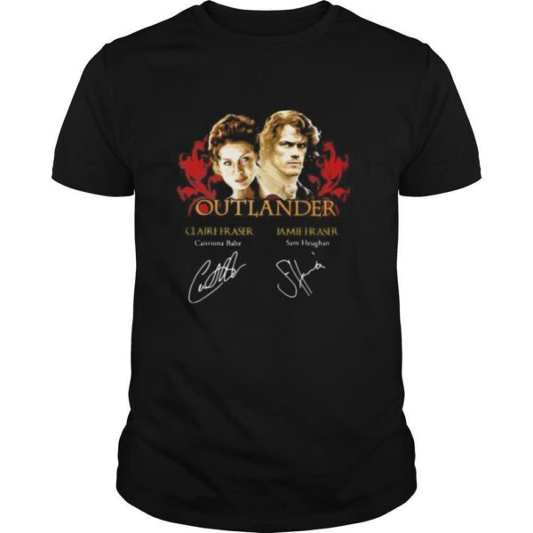 Outlander claire fraser caitriona note jamie fraser sam heughan signatures shirt