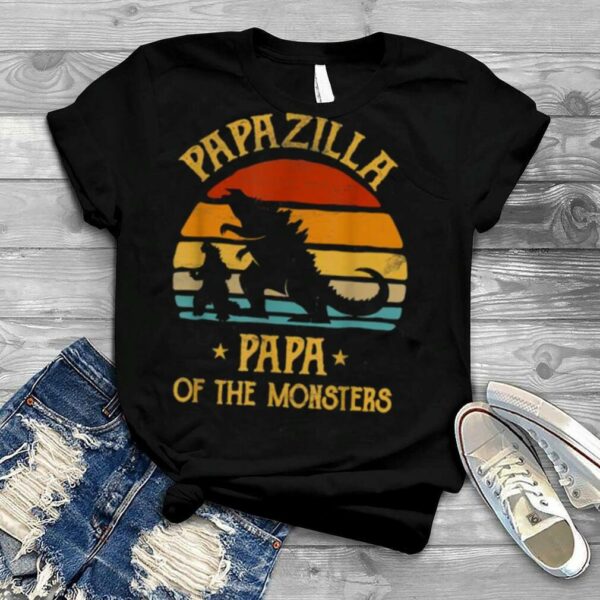 Papazilla Papa Of Monsters Grandpa Halloween Christmas Vintage T Shirt