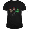 Paw Dog Wine Coffee Elf Merry Christmas shirt