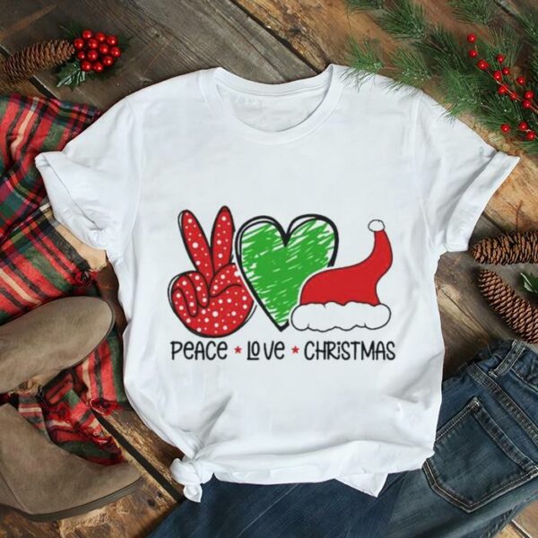 Peace Love Christmas Santa Hat shirt