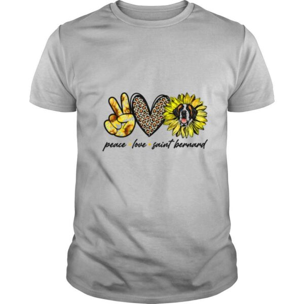 Peace Love Saint Bernard Dog Sunflower shirt