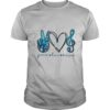 Peace love music hand love key sol blue shirt