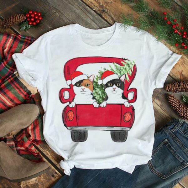 Personalized Cat Red Truck Christmas Circle Ornament shirt