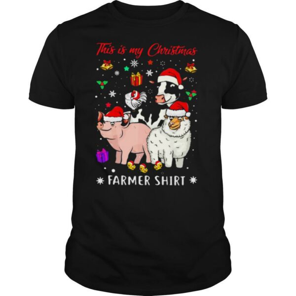 Pig Sheep Chicken Cow Santa This Is My Christmas Farmer shirt