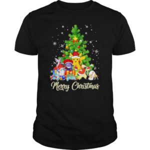 Pikachu cartoon merry christmas tree shirt