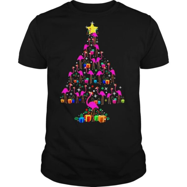 Pink Flamingos Merry Christmas Tree Gift shirt