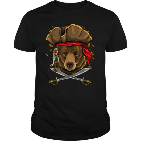 Pirate Bear Jolly Roger Halloween Costume Christmas Gift T Shirt