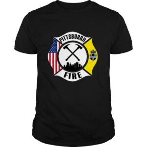 Pittsburgh Fire Bureau Pennsylvania Fireman Rescue Red Line T Shirt