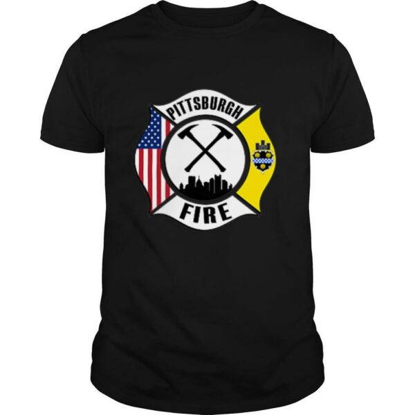 Pittsburgh Fire Bureau Pennsylvania Fireman Rescue Red Line T Shirt