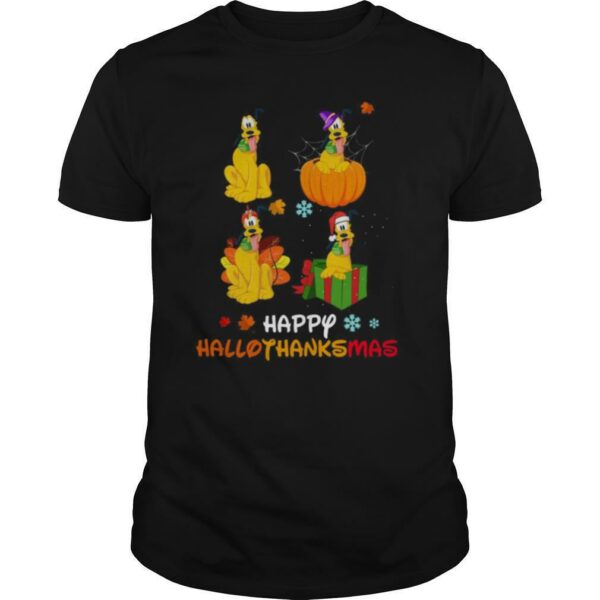 Pluto Disney Halloween And Merry Christmas Happy Hallothanksmas shirt