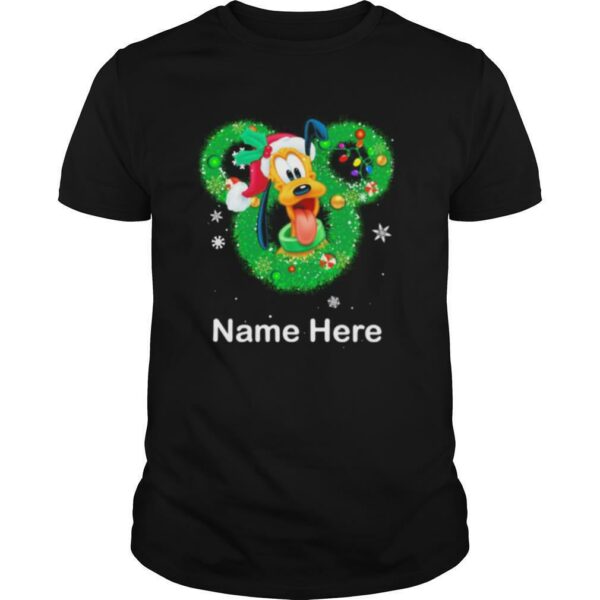 Pluto dog mickey mouse name here christmas shirt