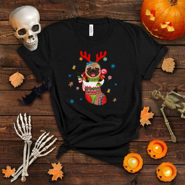 Pug Reindeer Merry Christmas Shirt