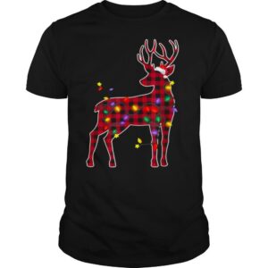 Red Plaid Buffalo Deer Christmas Pajamas Xmas Lights shirt