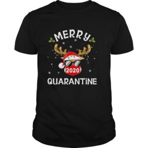 Reindeer Face Mask Merry Christmas Quarantine 2020 shirt