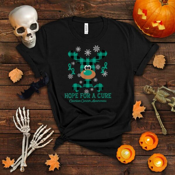 Reindeer Hope For A Cure Ovarian Cancer Awareness Christmas T Shirt