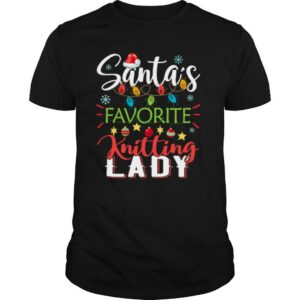 Santa’s Favorite Knitting Lady Xmas Light Santa Hat Christmas Gift Santas Favorite Knitting Lady shirt