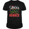 Santa’s Favorite Runner Xmas Light Santa Hat Christmas Gift Santas Favorite Runner shirt