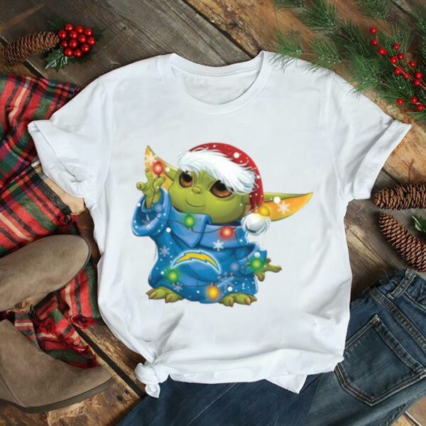 Santa Baby Yoda Los Angeles Chargers Light Christmas Shirt