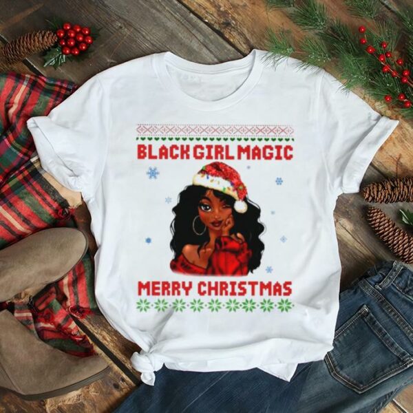 Santa Black Girl Magic Merry Christmas ugly shirt