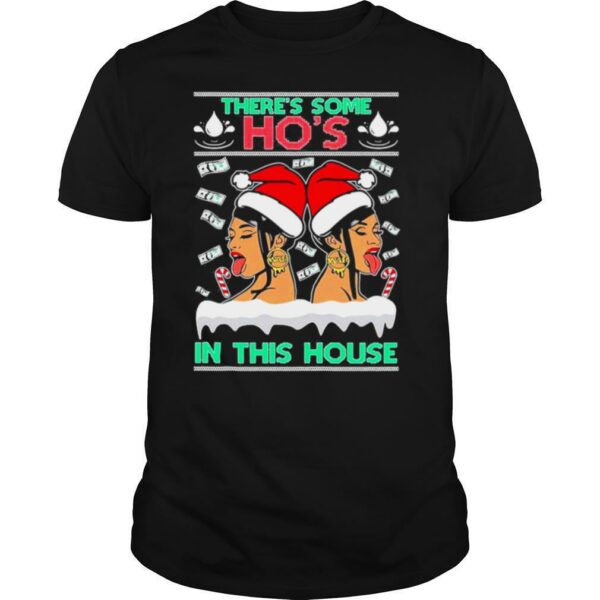 Santa Cardi B theres some hoes in this house Ugly Christmas shirt