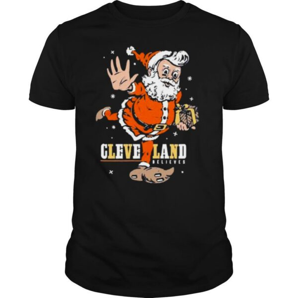 Santa Claus Believe Cleveland Football Christmas shirt