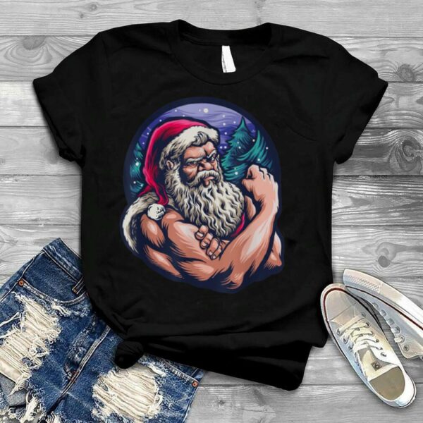 Santa Claus Fitness Bicep Christmas Costume T Shirt