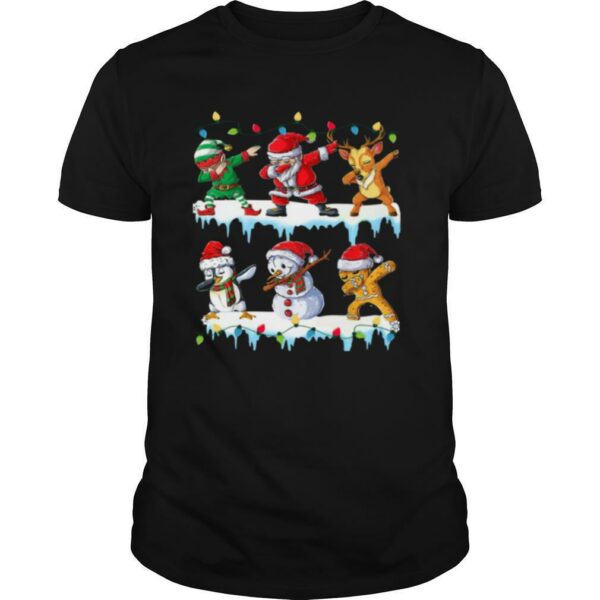 Santa Claus Gingerbread Elf Reindeer Snowman Penguin Dabbing Merry Christmas shirt