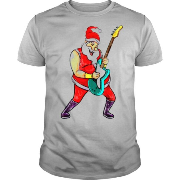 Santa Claus Playing Bass Guitar Christmas shirt