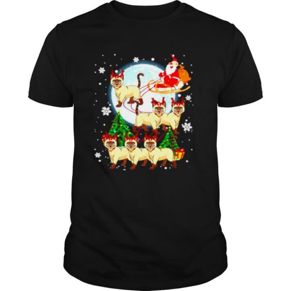 Santa Claus riding Siamese Reindeer Merry Christmas shirt