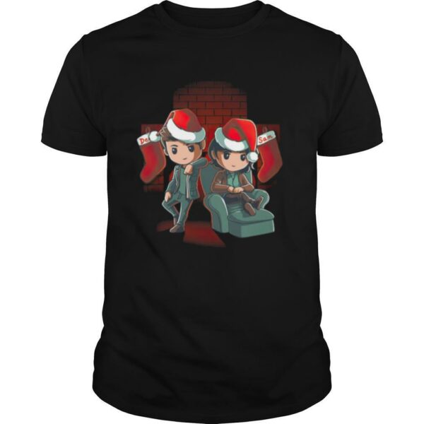 Santa Dean Winchester and Sam Winchester chibi Christmas shirt