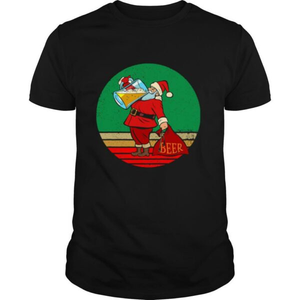 Santa Drinking Beer Matching Family Christmas shirt