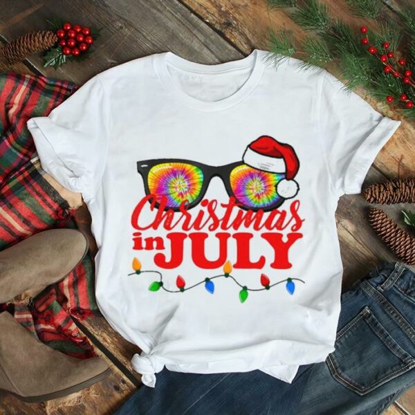 Santa Glasses Christmas in July Tie Dye shirt