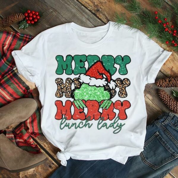 Santa Grinch Merry Lunch Lady Christmas Leopard 2022 shirt