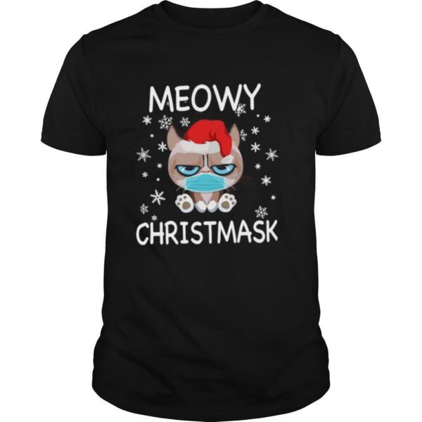 Santa Grumpy Cat Face Mask Meowy christmas shirt