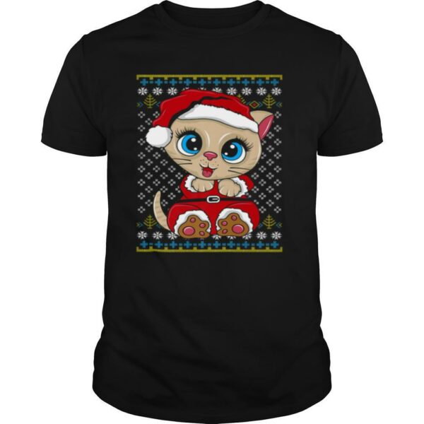 Santa Kitten Ugly Christmas Gift Xmas Cat Pajama shirt