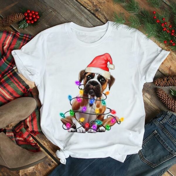 Santa Light Boxer Dog Christmas 2022 shirt