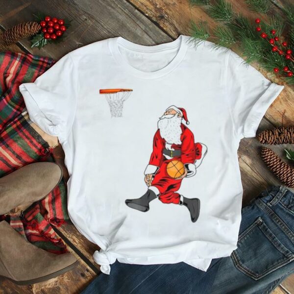 Santa Playing Basketball Slam Dunk Christmas Sweater T shirt