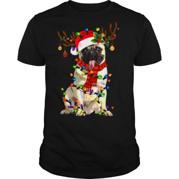 Santa Pug Reindeer Merry Christmas shirt