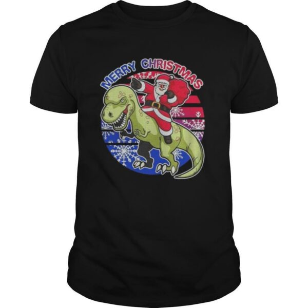 Santa Riding Dinosaur Merry Christmas shirt