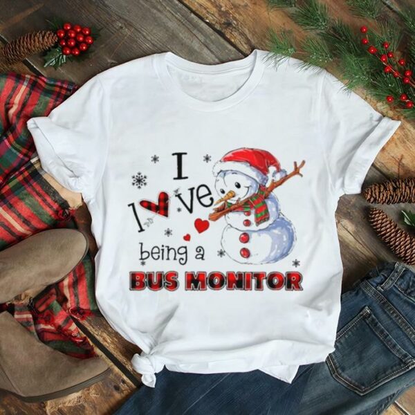 Santa Snowman Dabbing I love being a Bus Monitor Merry Christmas 2022 shirt