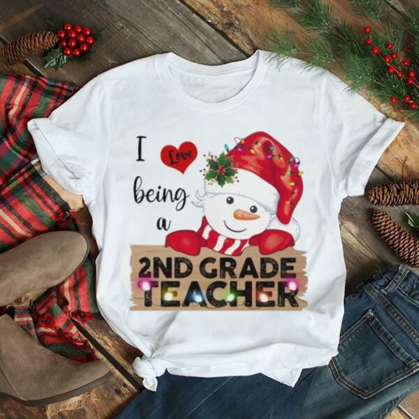 Santa Snowman I love being a 2nd Grade Teacher Merry Christmas 2022 shirt